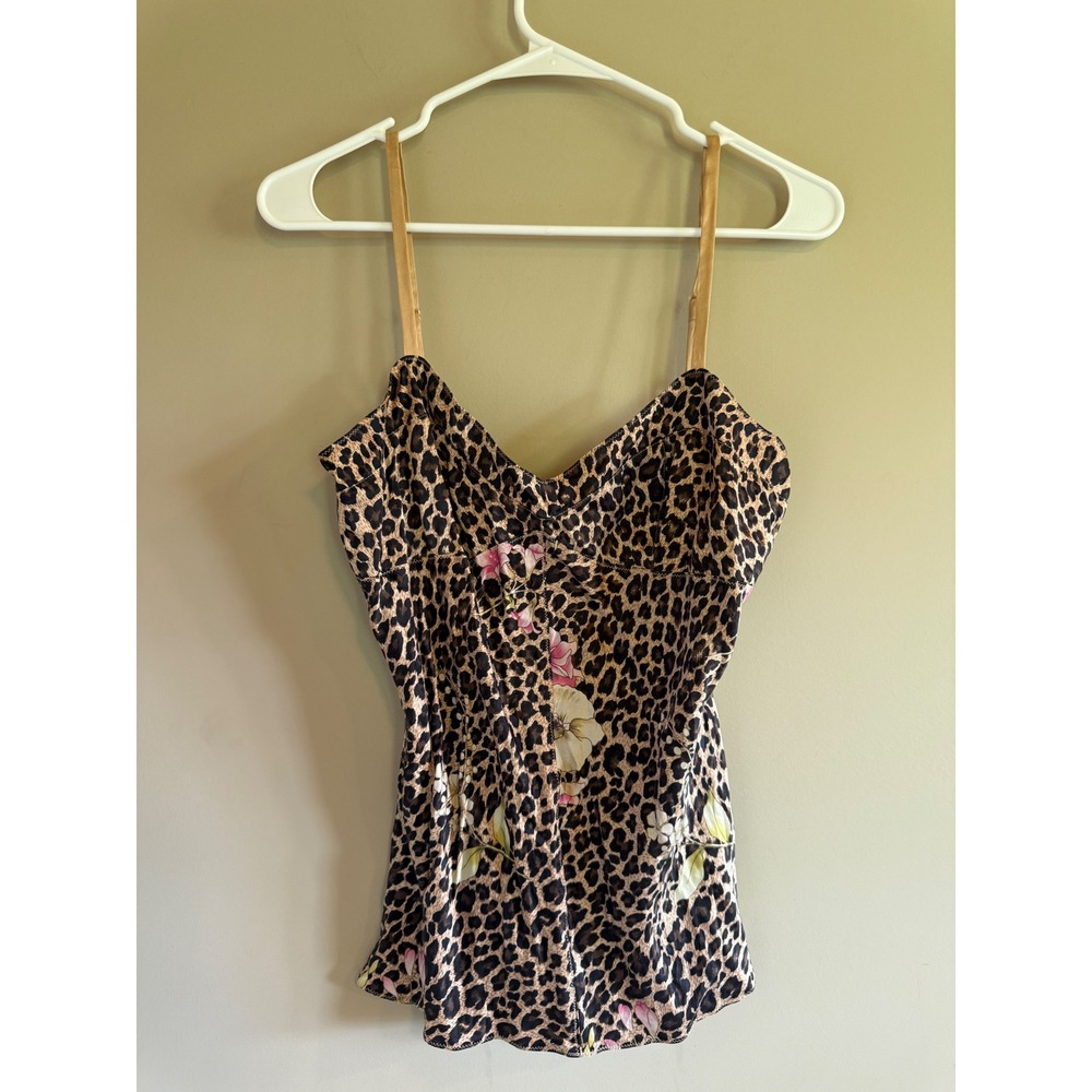 Express Design Studio Silk Blend Leopard Floral Camisole Top Small